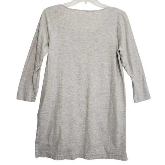 purejill Woman's 3/4 Sleeve 100% Cotton High-Low Tunic Grey Blouse, Size Small - Picture 2 of 8